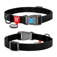 Нашийник, пласт. пряжка-фастекс, Ш 15 мм, Дл 23-35 см, Чорний, S, WAUDOG Waterproof c QR