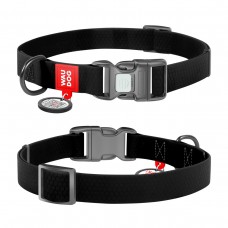Ошейник, пласт. пряжка-фастекс, Ш 15 мм, Дл 23-35 см, черный, S, WAUDOG Waterproof c QR