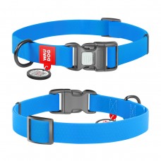 Ошейник, пласт. пряжка-фастекс, Ш 15 мм, Дл 23-35 см, голубой, S, WAUDOG Waterproof c QR