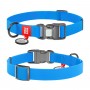 Ошейник, пласт. пряжка-фастекс, Ш 15 мм, Дл 23-35 см, голубой, S, WAUDOG Waterproof c QR