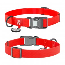 Ошейник, пласт. пряжка-фастекс, Ш 15 мм, Дл 23-35 см, красный, S, WAUDOG Waterproof c QR