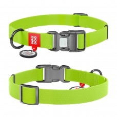 Ошейник, пласт. пряжка-фастекс, Ш 15 мм, Дл 23-35 см, салатовый, S, WAUDOG Waterproof c QR