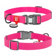 Ошейник, пласт. пряжка-фастекс, Ш 15 мм, Дл 23-35 см, розовый, S, WAUDOG Waterproof c QR