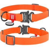 Ошейник, метал. пряжка-фастекс, Ш 15 мм, Дл 23-35 см, оранжевый, S, WAUDOG Waterproof c QR