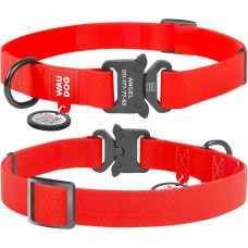 Ошейник, метал. пряжка-фастекс, Ш 15 мм, Дл 23-35 см, красный, S, WAUDOG Waterproof c QR