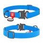 Ошейник, метал. пряжка-фастекс, Ш 15 мм, Дл 23-35 см, голубой, S, WAUDOG Waterproof c QR