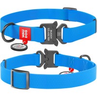 Нашийник, метал. пряжка-фастекс, Ш 15 мм, Дл 23-35 см, Блакитний, S, WAUDOG Waterproof c QR