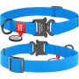 Ошейник, метал. пряжка-фастекс, Ш 15 мм, Дл 23-35 см, голубой, S, WAUDOG Waterproof c QR
