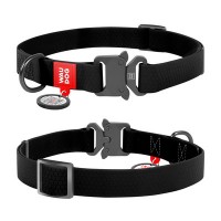 Ошейник, метал. пряжка-фастекс, Ш 15 мм, Дл 23-35 см, черный, S, WAUDOG Waterproof c QR