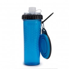 Пляшка подвійна для води і корму Dexas Snack-DuO With Companion Cup 720 мл, Блакитний