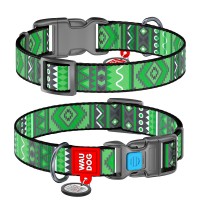 Ошейник, "Этно зеленый", пласт. фастекс, Ш 20 мм, Дл 24-40 см, M, WAUDOG Nylon c QR