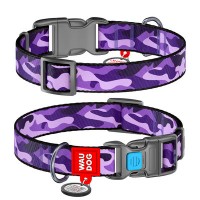 Нашийник, "Фіолітовий камо", пласт. фастекс, Ш 10 мм, Дл 20-30 см, XS, WAUDOG Nylon c QR