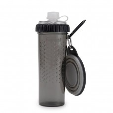 Пляшка подвійна для води і корму Dexas Snack-DuO With Companion Cup 720 мл, Сірий