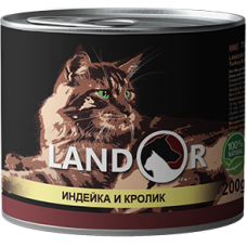 Вологий корм для котів Landor Adult Cat Turkey & Rabbit 0.2 кг