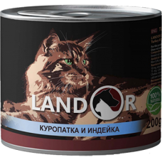 Вологий корм для котів Landor Adult Cat Game & Turkey 0.2 кг