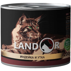 Вологий корм для котів Landor Adult Cat Turkey & Duck 0.2 кг