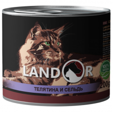 Влажный корм для котов Landor (Ландор) Senior Cat Calf & Herring 0.2 кг