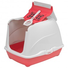 Закритий туалет для котів Moderna Flip Cat Jumbo 58х45х42 см, Кораловий