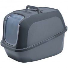 Закритий туалет з відкидною кришкою для котів Moderna Mega Deluxe 66х49х46 см, Сірий