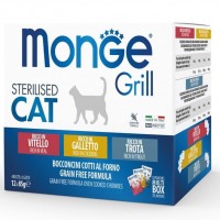Вологий корм для котів Monge (Монж) Cat Grill Mix Sterilised Cockerel & Trout & Veal 1.2 кг