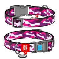 Ошейник, "Розовый камо", пласт. фастекс, Ш 15 мм, Дл 23-35 см, S, WAUDOG Nylon c QR