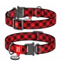 Ошейник, "Шотландка красная", метал. пряжка-фастекс, Ш 15 мм, Дл 23-35 см, S, WAUDOG Nylon c QR