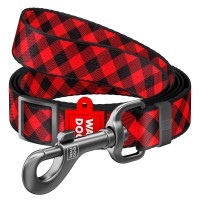 Поводок, "Шотландка красная", регулируемый, Ш 15 мм, Дл 152-183 см, S, WAUDOG Nylon