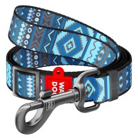 Поводок, "Этно синий", регулируемый, Ш 15 мм, Дл 152-183 см, S, WAUDOG Nylon