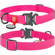 Ошейник, метал. пряжка-фастекс, Ш 15 мм, Дл 23-35 см, розовый, S, WAUDOG Waterproof c QR