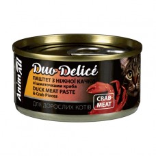 Вологий корм для котів Animall Cat Duo Delice Duck & Crab 80 г