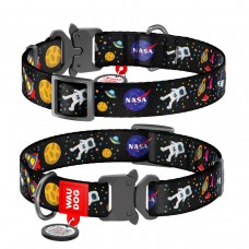 Ошейник, "NASA", метал. пряжка-фастекс, Ш 15 мм, Дл 23-35 см, S, WAUDOG Nylon c QR