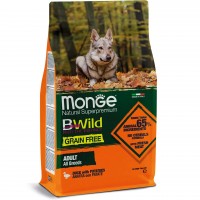 Cухий беззерновий корм для собак Monge (Монж) Dog Bwild Gr. Free All Breeds Anatra 15 кг