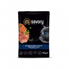 Вологий корм для котів Savory Cat Adult Salmon & Peas in Gravy 85 г