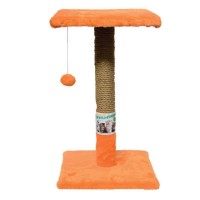 Кігтеточка для котів "Пухнастик" з диваном 2-х поверхова оранжева з сірим 30/38/50 см
