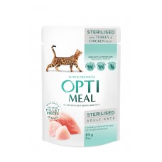 Вологий корм для котів Optimeal Sterilised Turkey & Chicken 85 г