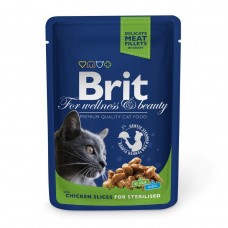 Влажный корм для котов Brit Premium (Брит Премиум) Cat Chicken Slices for Sterilised pouch 100 г