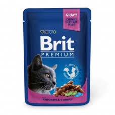 Вологий корм для котів Brit Premium (Бріт Преміум) Cat Chicken & Turkey pouch 100 г