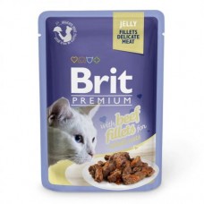 Вологий корм для котів Brit Premium Cat Beef Fillets Jelly pouch 0.085 кг