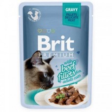 Вологий корм для котів Brit Premium Cat Beef Fillets Gravy pouch 0.085 кг