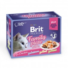 Вологий корм для котів Brit Premium Cat Family Plate Jelly pouches 12 шт х 0.085 кг