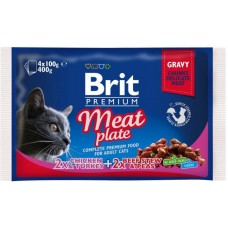 Вологий корм для котів Brit Premium Cat Meat Plate 4 шт. х 0.1 кг