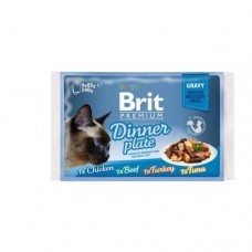 Вологий корм для котів Brit Premium Dinner Plate Gravy pouch 4 шт х 0.085 кг