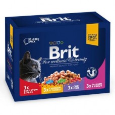 Вологий корм для котів Brit Premium Cat Family Plate Gravy pouch 12 шт. х 0.1 кг