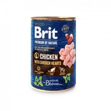 Вологий корм для собак Brit Premium by Nature & Chicken Hearts 0.4 кг