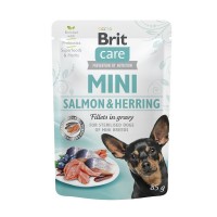 Вологий корм для собак Brit Care (Бріт Кеа) Dog Mini Fillets In Gravy Salmon & Herring Влажный корм для собак Brit Care Dog Mini Fillets In Gravy Salmon & Herring 85 г