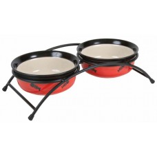 Миски керамічні на підставці для котів Trixie Bowl Set 2 × 300 мл/ø 12 см/26 × 7 × 14 см