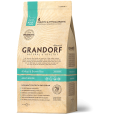 Сухий гіпоалергенний корм для котів Grandorf Living Probiotics 4 Meat & Brown Rice Indoor 0.4 кг