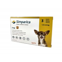 Таблетки від бліх та кліщів для собак Simparica 1.3-2.5 кг (1 таблетка)