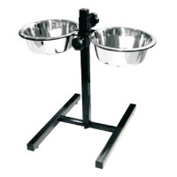 Миски на підставці для собак Croci Black Solid Dinner Set металеві 1.9 л/20 см 2 шт.