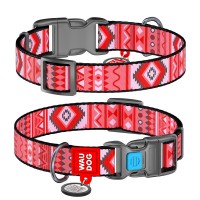 Ошейник, "Этно красный", пласт. фастекс, Ш 15 мм, Дл 23-35 см, S, WAUDOG Nylon c QR